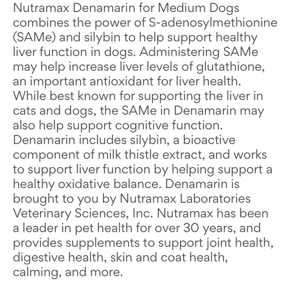 Denamarin liver health supplement for medium dog. (Nutramax laboratories) - Picture 6 of 8
